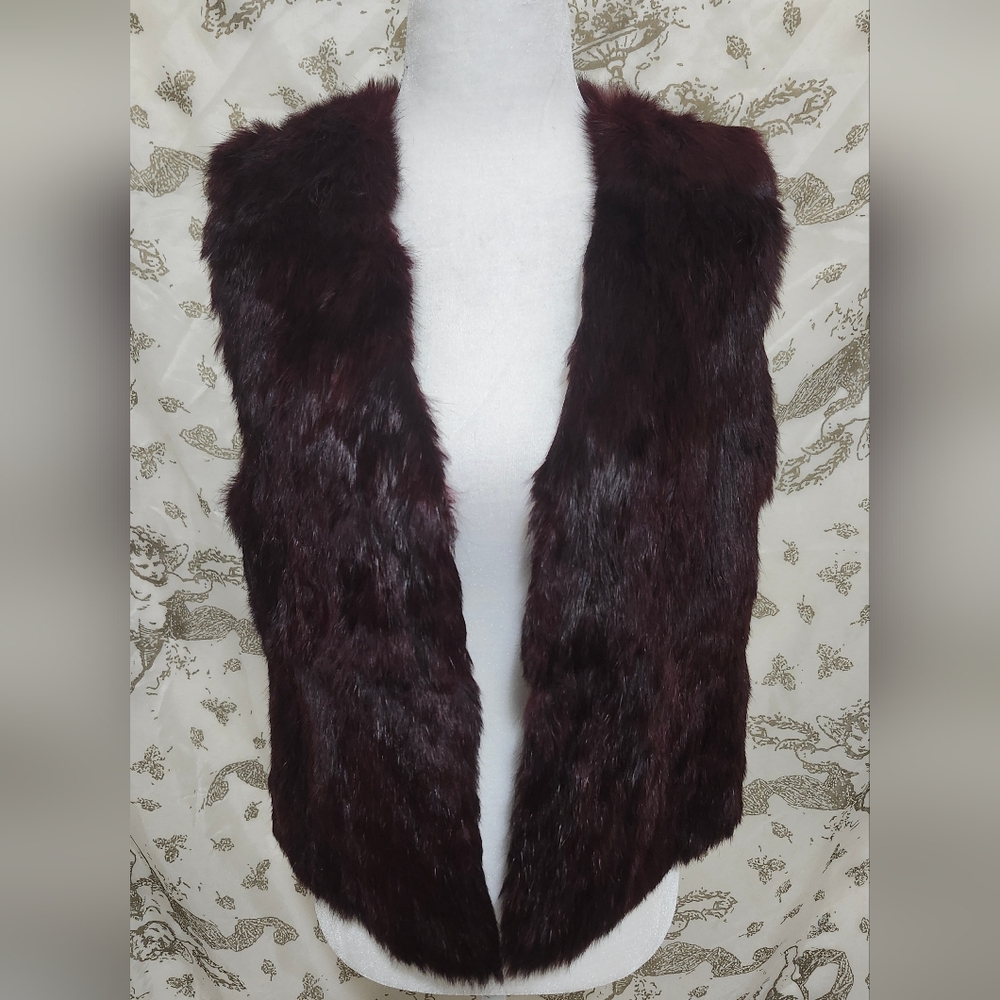 Gorgeous Burgandy oxblood Beverly Hill couture Luxury fur vest